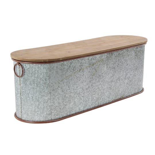 Set of 3 Brown Metal Farmhouse Storage Bench, 23", 48"